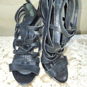 Black Leather Strap Sandals